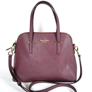 Kate Spade Womens Cedar Street Maise Leather Satchel Crossbody Bag Purse Purple